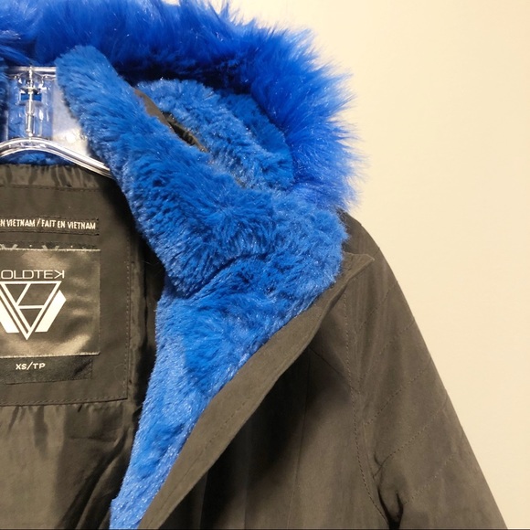 Blue Fur Lined Military Jacket- XS - Picture 2 of 5